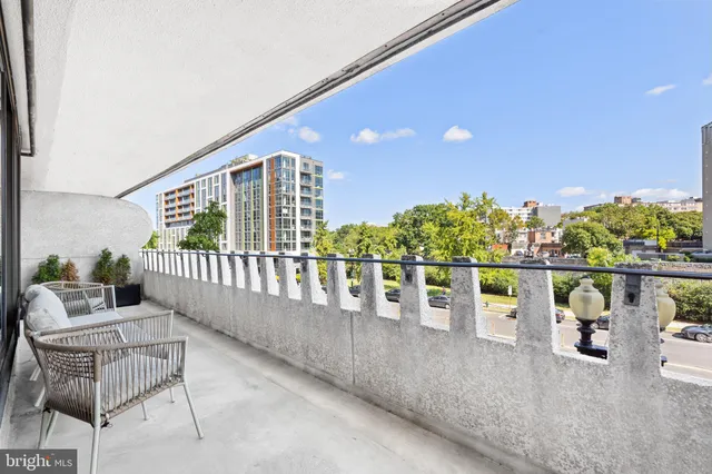 a view of a city from a balcony