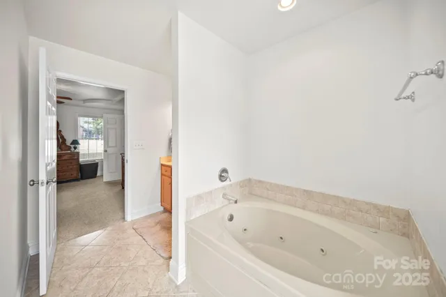 a bathroom with a bathtub