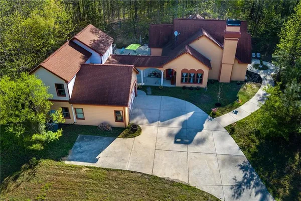 an aerial view of a house