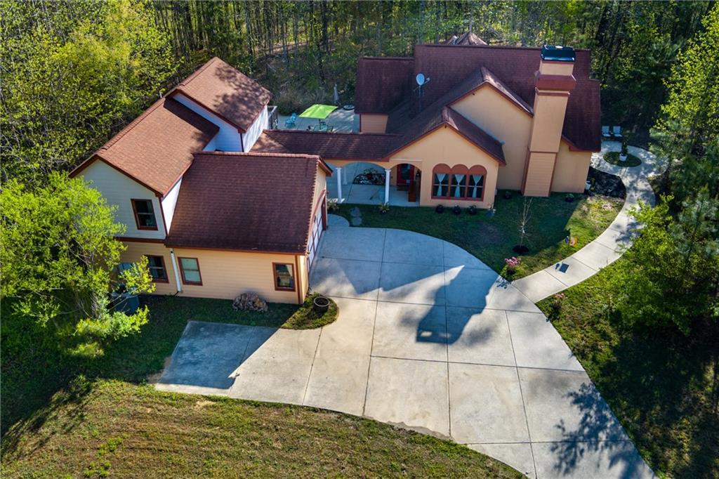 an aerial view of a house