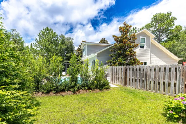 a view of a field with an outdoor space