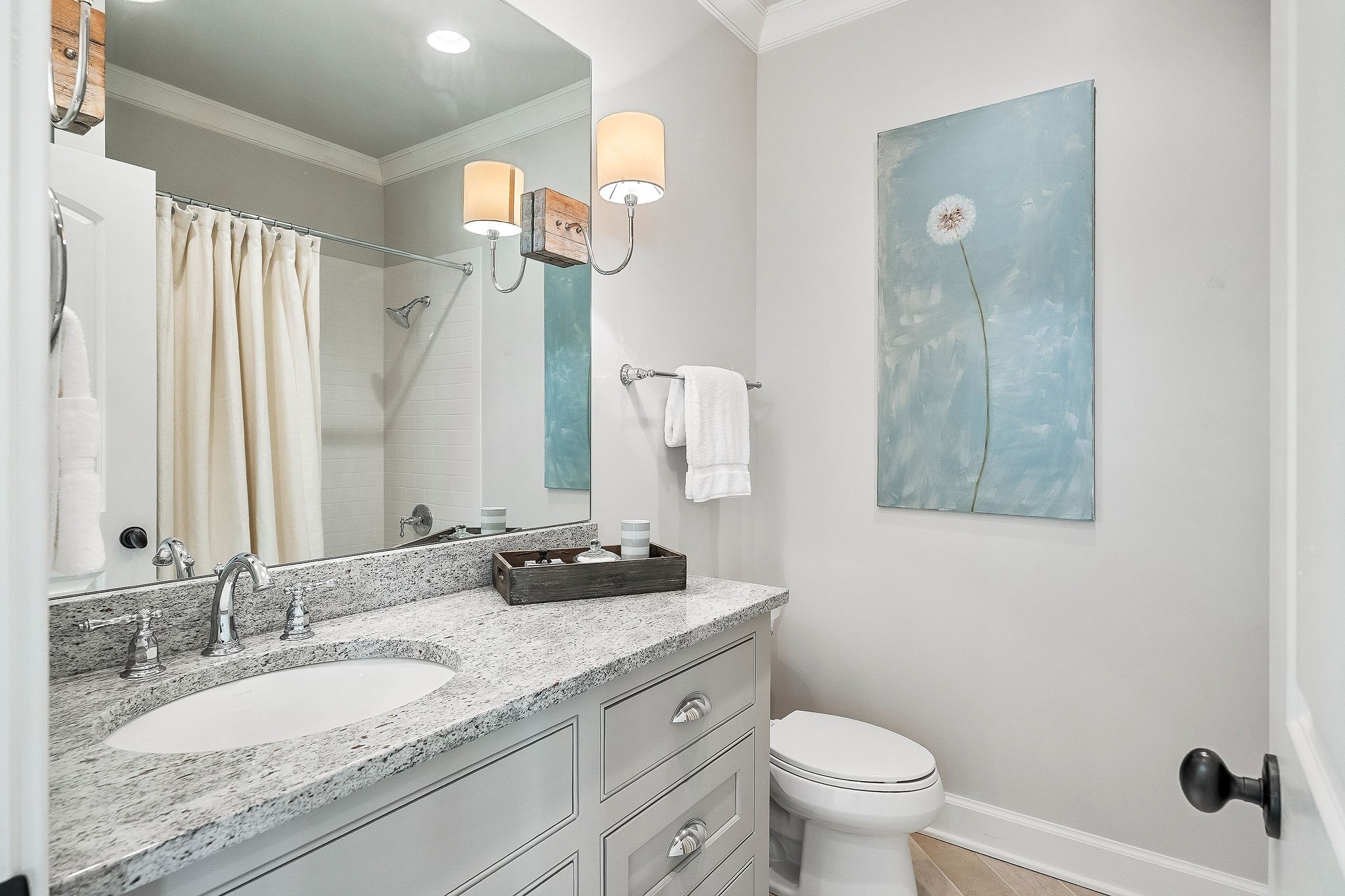 2183 Back Bone Road Sparta, TN 38583 - Photo 42 of 59 a bathroom with a granite countertop sink a toilet and a mirror