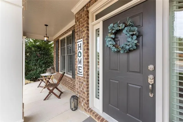 a view of entryway with wooden floor