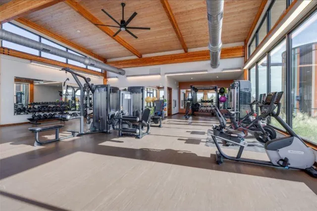 a view of a room with gym equipment