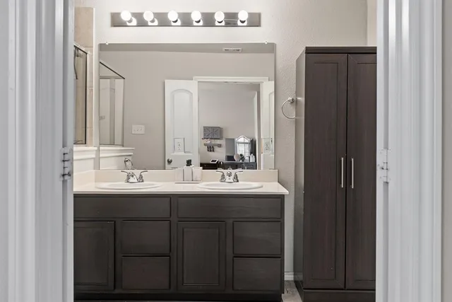 a bathroom with a shower