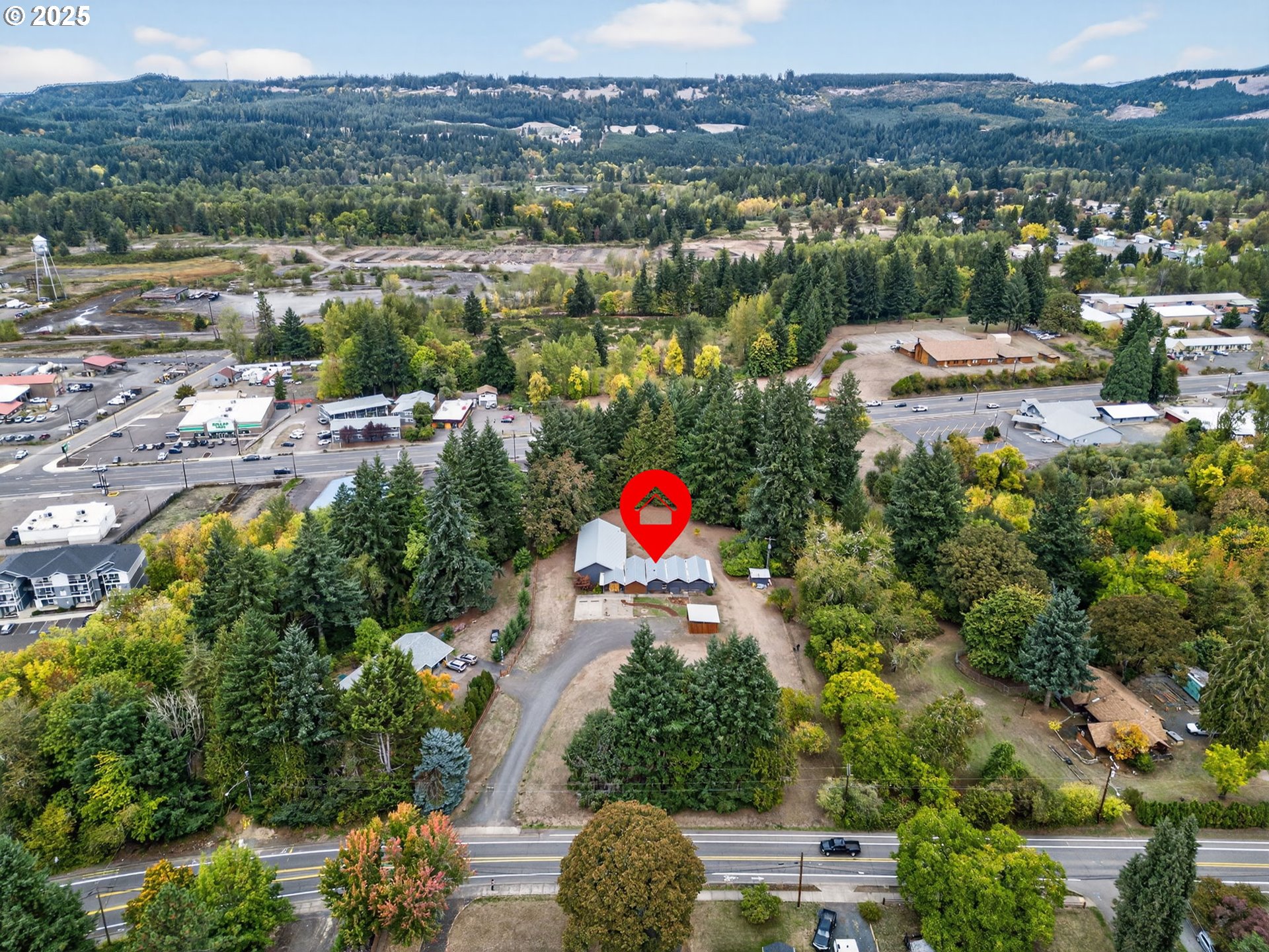 2590 Long Street Sweet Home, OR 97386 - Photo 13 of 48 an aerial view of lake and residential houses
