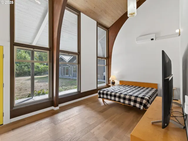 a room with stairs and furniture