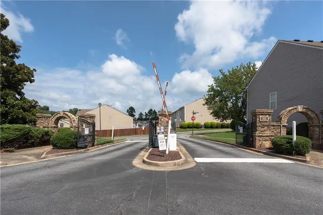 a view of a street with a houses