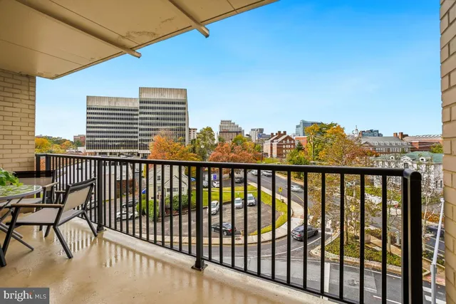 a view of city from a balcony