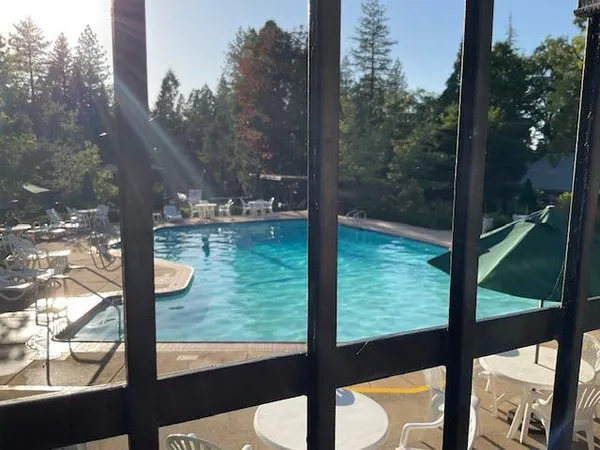 a view of lake from a balcony