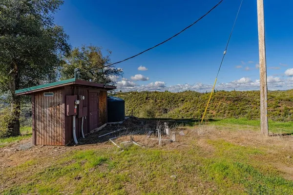 a view of a city with a yard