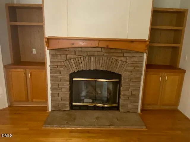 a close view of a fireplace