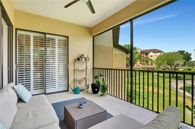 a balcony with window