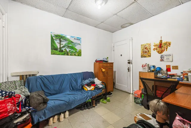a work room with furniture and toys