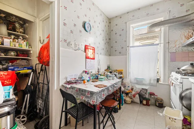 a view of a room with a wooden walls