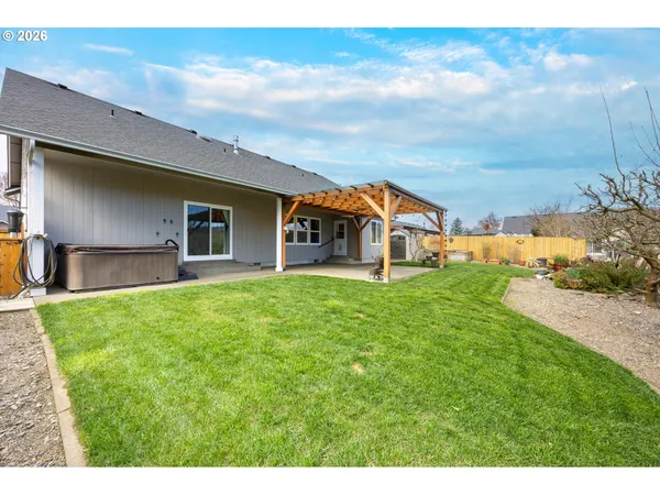 a house view with a garden space