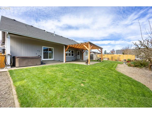 a house view with a garden space