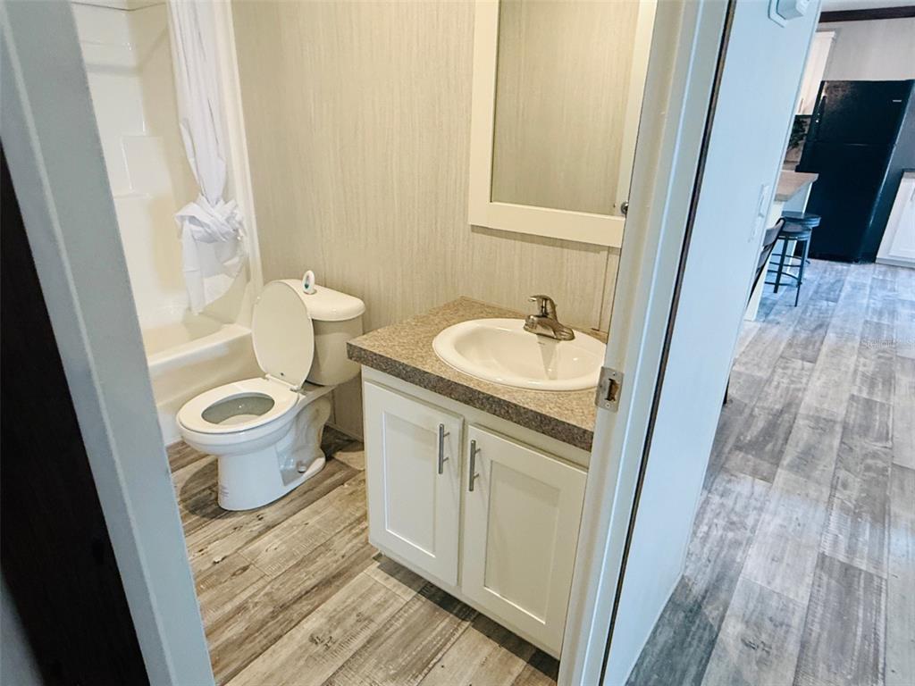 843 Southwest Central Terrace Fort White, FL 32038 - Photo 28 of 30 a bathroom with a sink a toilet and a mirror