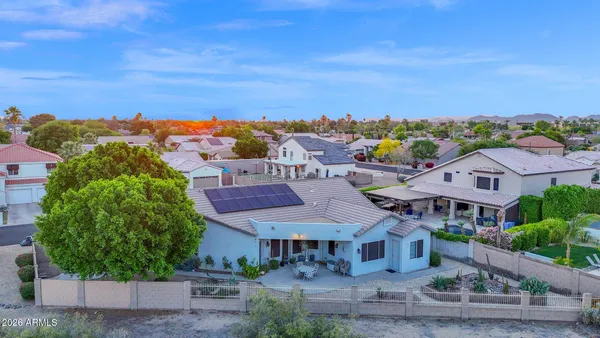 an aerial view of a house