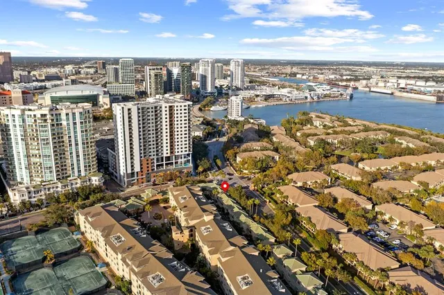 an aerial view of a city