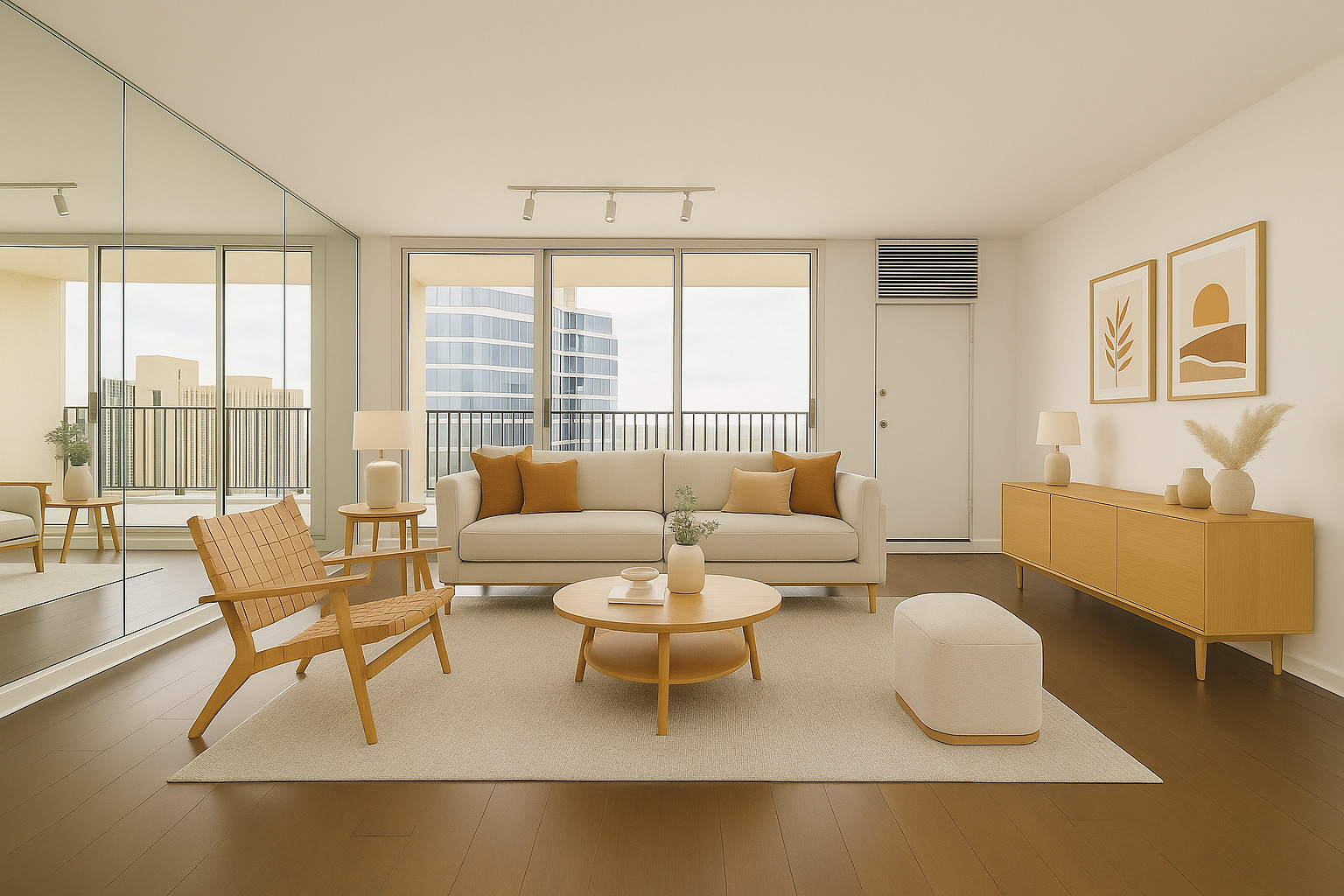 300 North State Street, Unit 5503 Chicago, IL 60654 - Photo 2 of 12 a living room with furniture and a large window