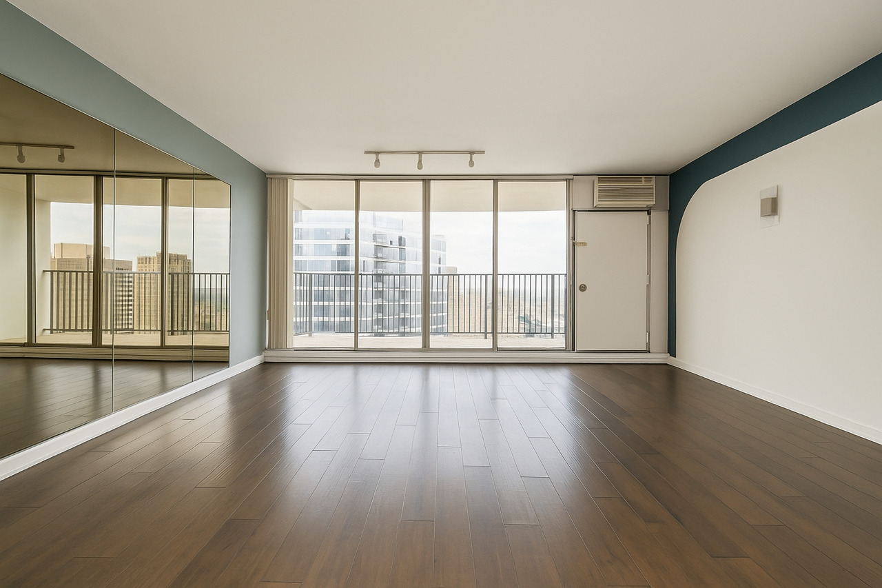 300 North State Street, Unit 5503 Chicago, IL 60654 - Photo 3 of 12 wooden floor in an empty room with a window