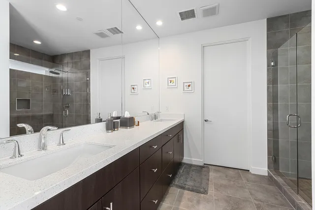 a view of a backyard with swimming pool