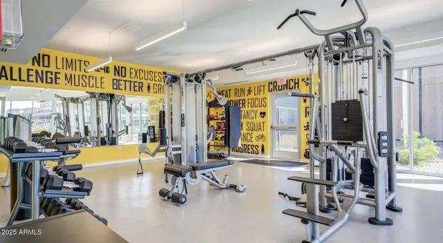 a view of a room with gym equipment