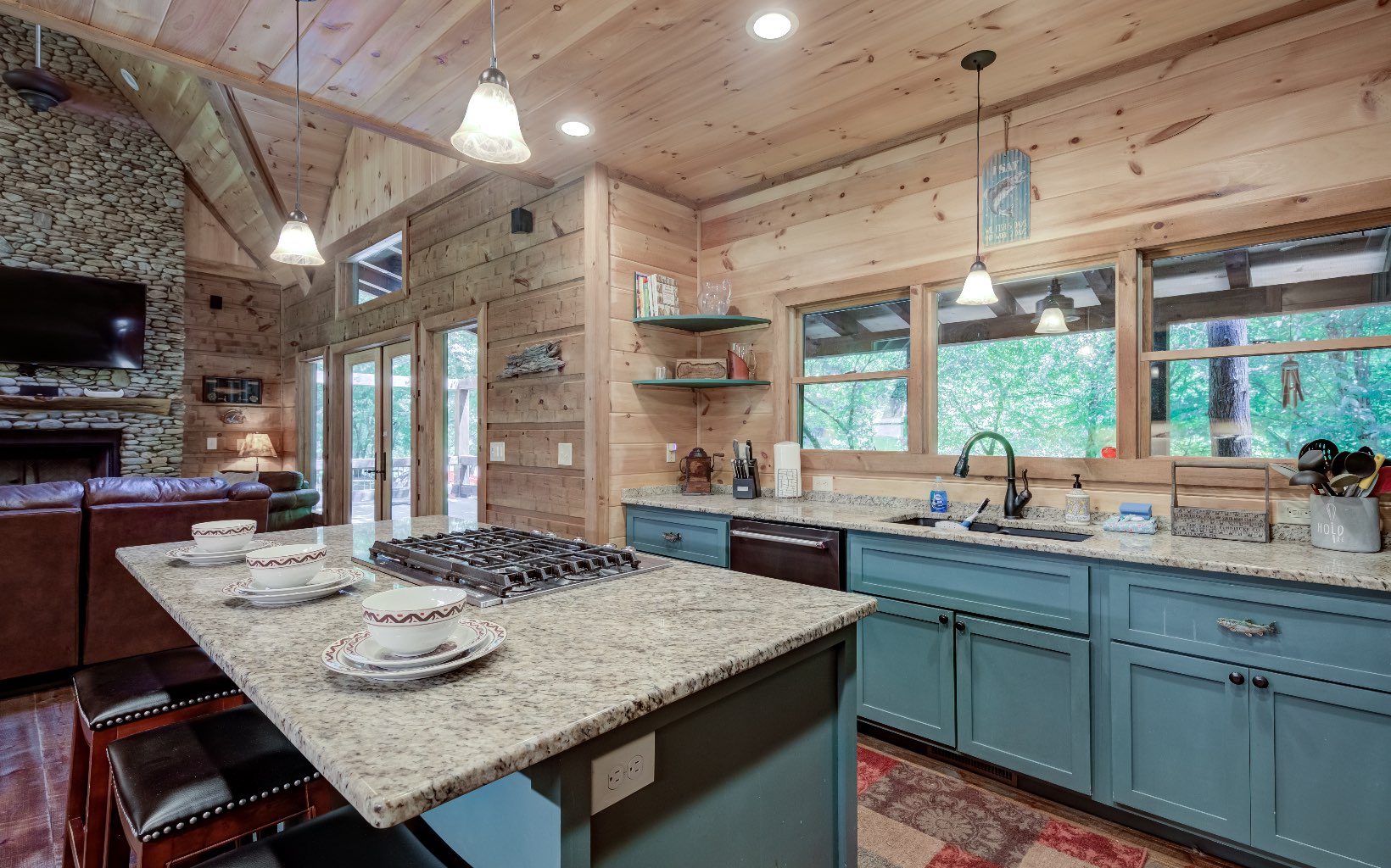 15 Kiki's River Road Blue Ridge, GA 30513 - Photo 21 of 32 a kitchen with sink and view of living room