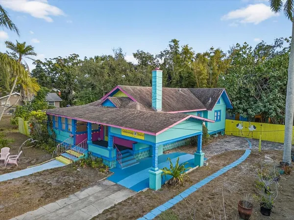 a view of a backyard with swimming pool