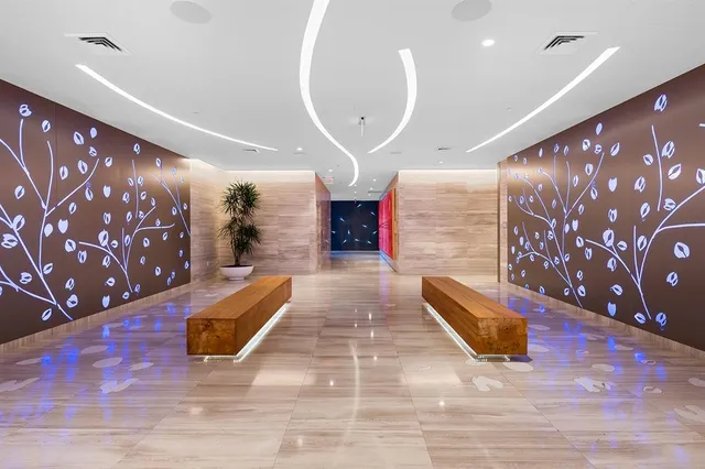 a hallway with a door