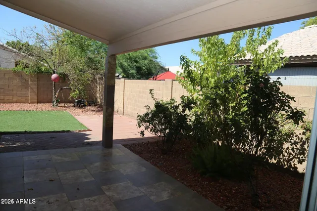 a view of yard from deck