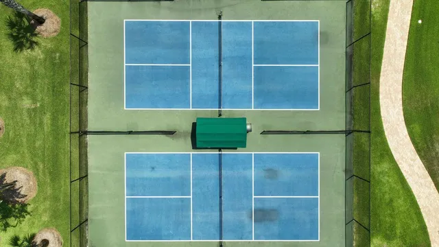 an aerial view of a highlighted house