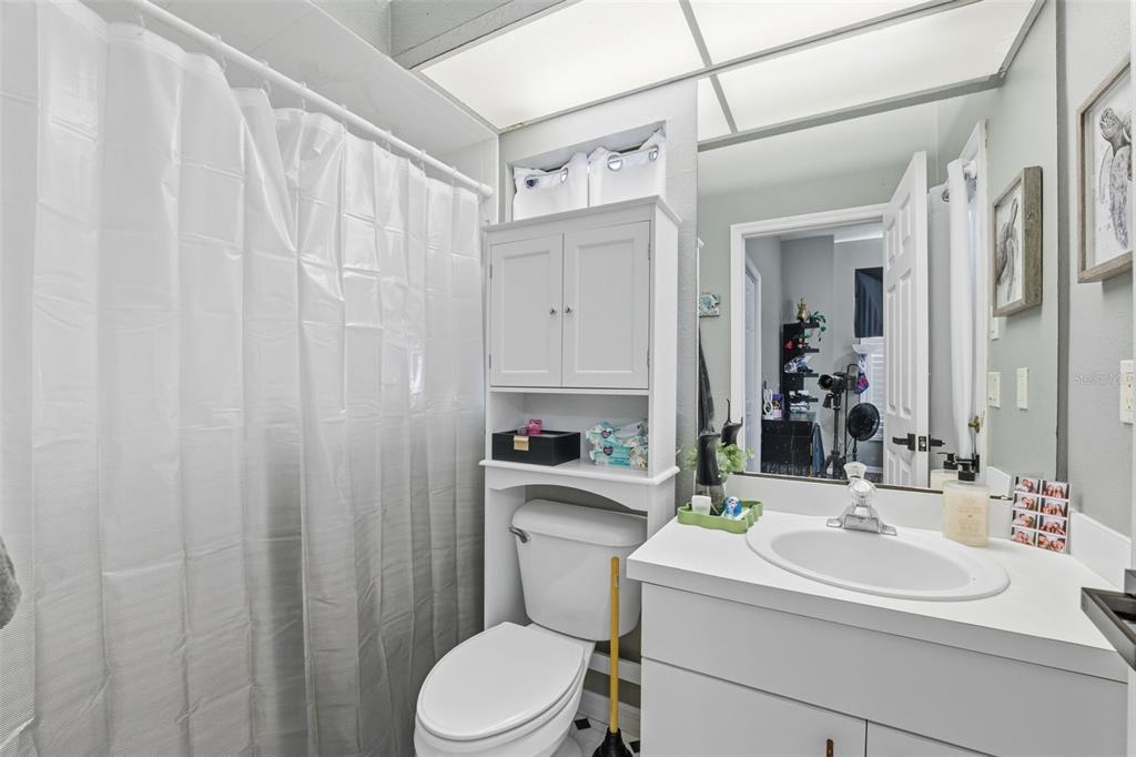 8451 Delta Court Weeki Wachee, FL 34613 - Photo 39 of 64 a bathroom with a sink a toilet and shower curtain