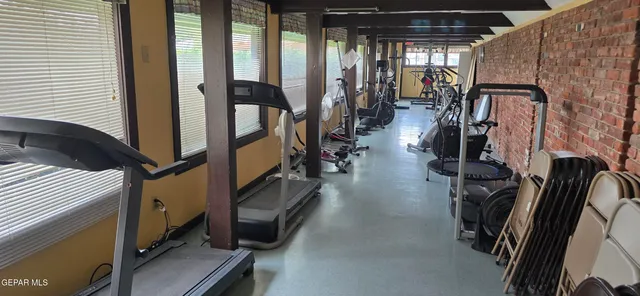 a view of a room with gym equipment