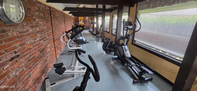 a view of a room with gym equipment