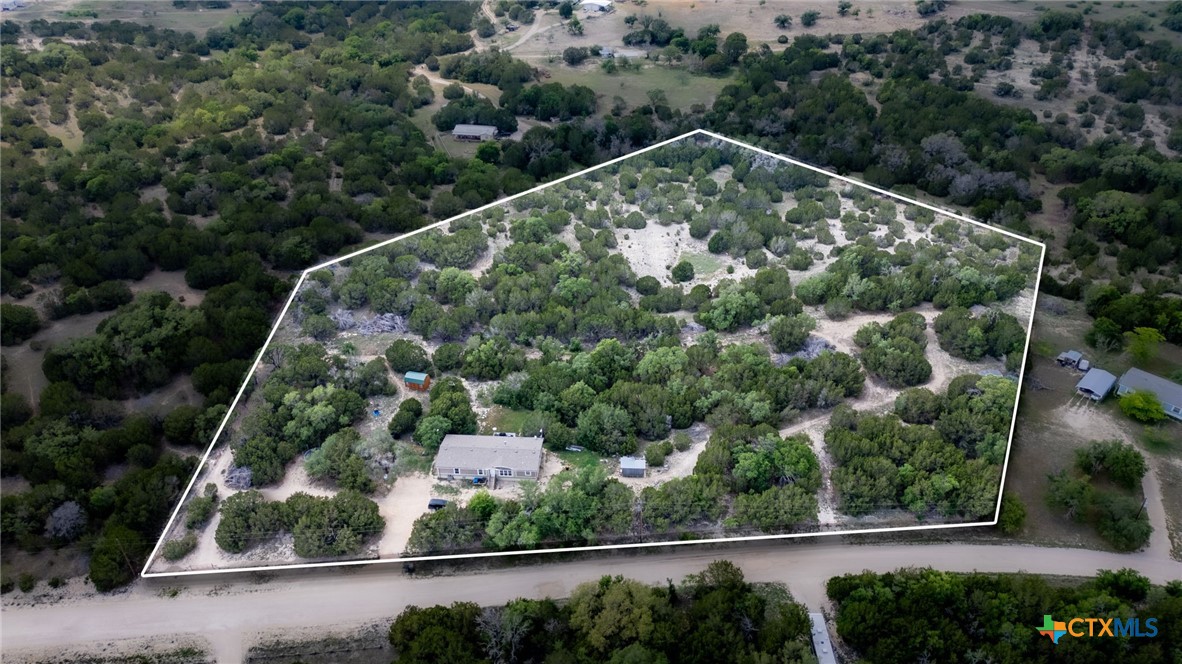 an aerial view of a house