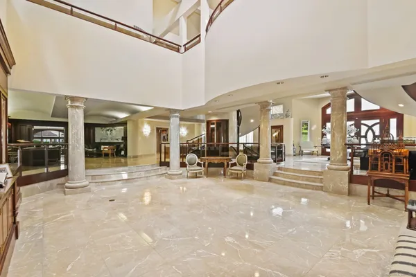 a view of a lobby with furniture and livingroom view