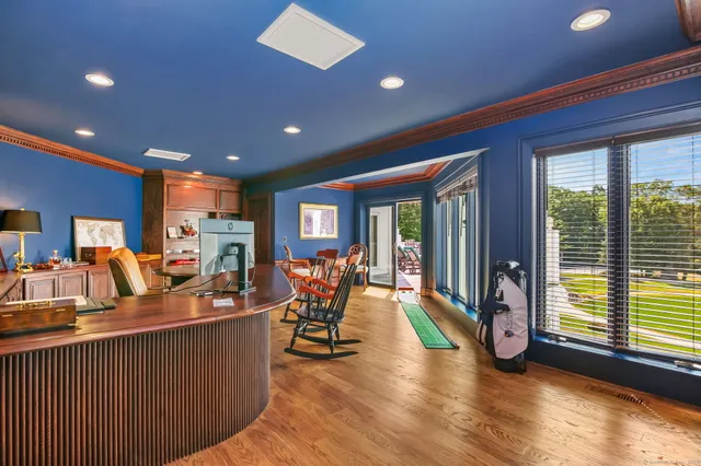 a view of a living room and dining room