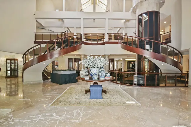 a view of a tall building with many windows