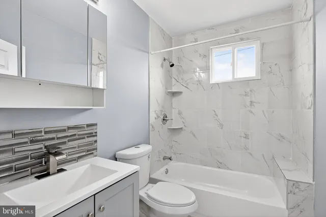 a bathroom with a sink a toilet and a bathtub