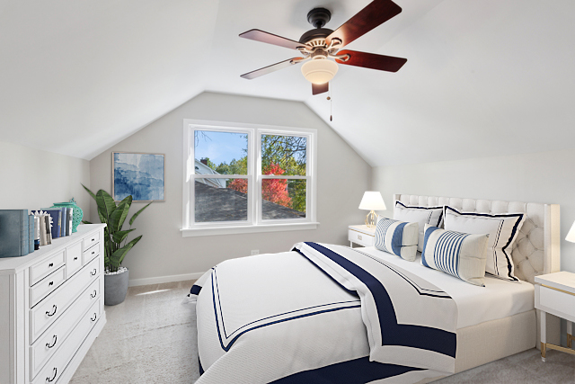 270 Hawthorne Boulevard Glen Ellyn, IL 60137 - Photo 19 of 34 a bedroom with a large bed and a chandelier