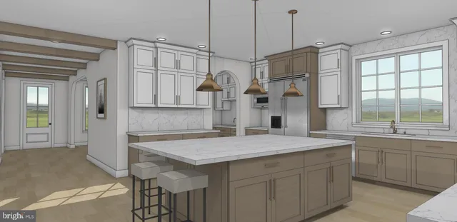 a kitchen with a table and chairs