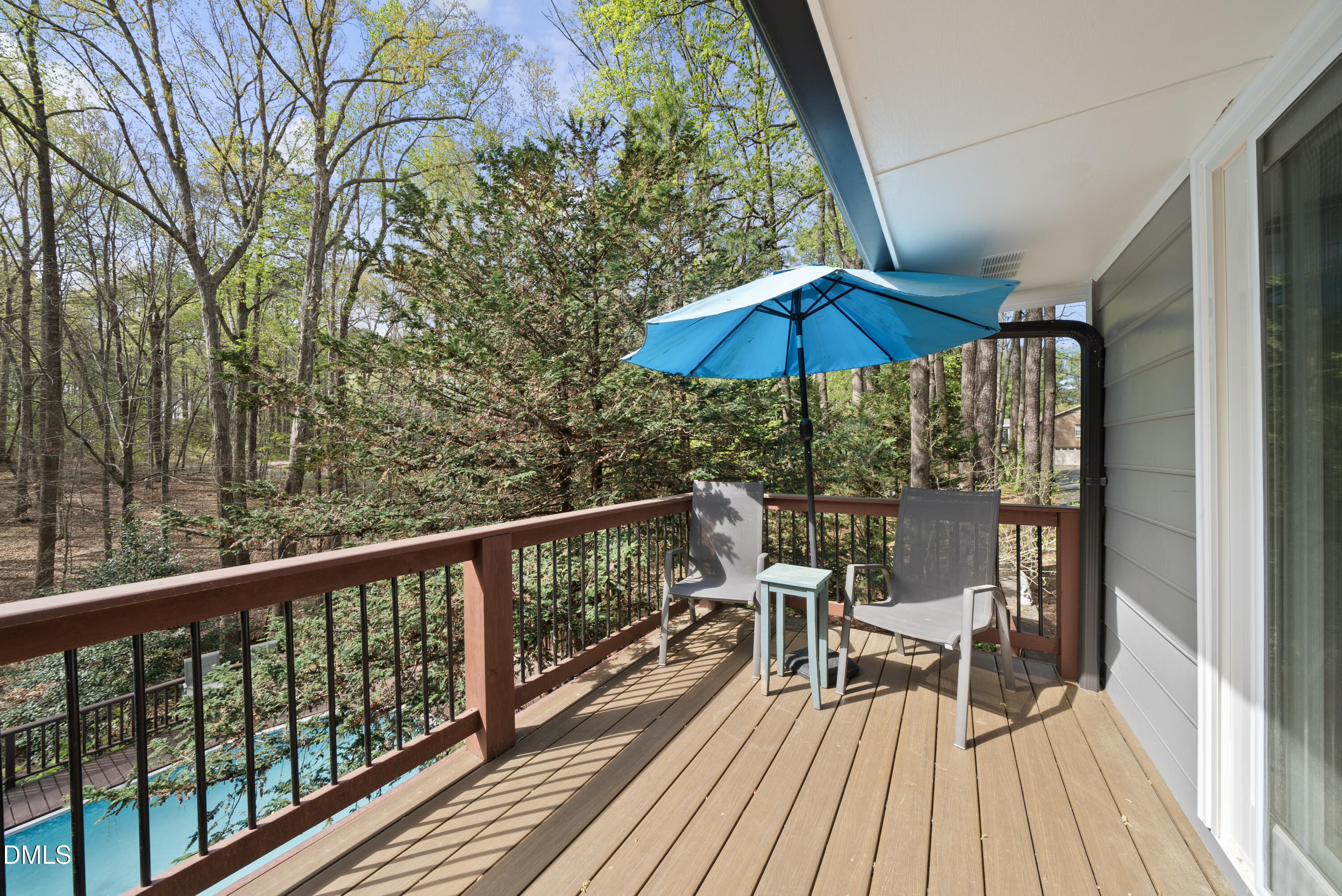 6200 Splitrock Trail Apex, NC 27539 - Photo 20 of 64 a view of balcony with wooden floor and outdoor seating