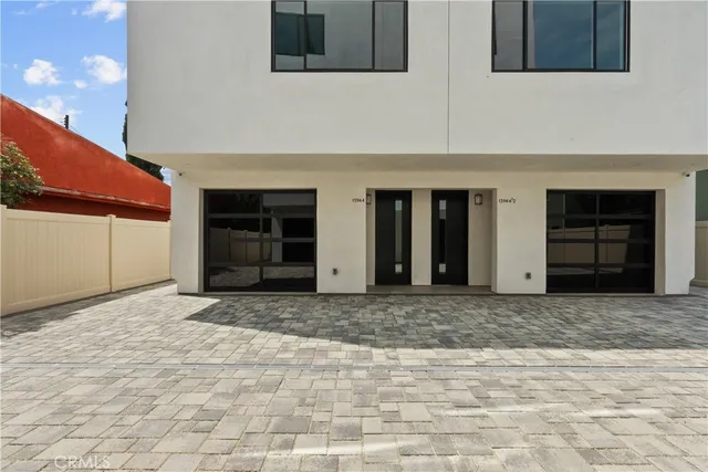 a view of an entrance of the building