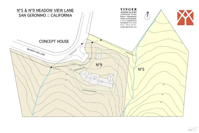 an aerial view of residential house with space and trees all around