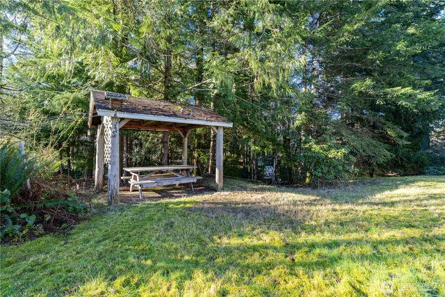 a view of a couches in backyard of house