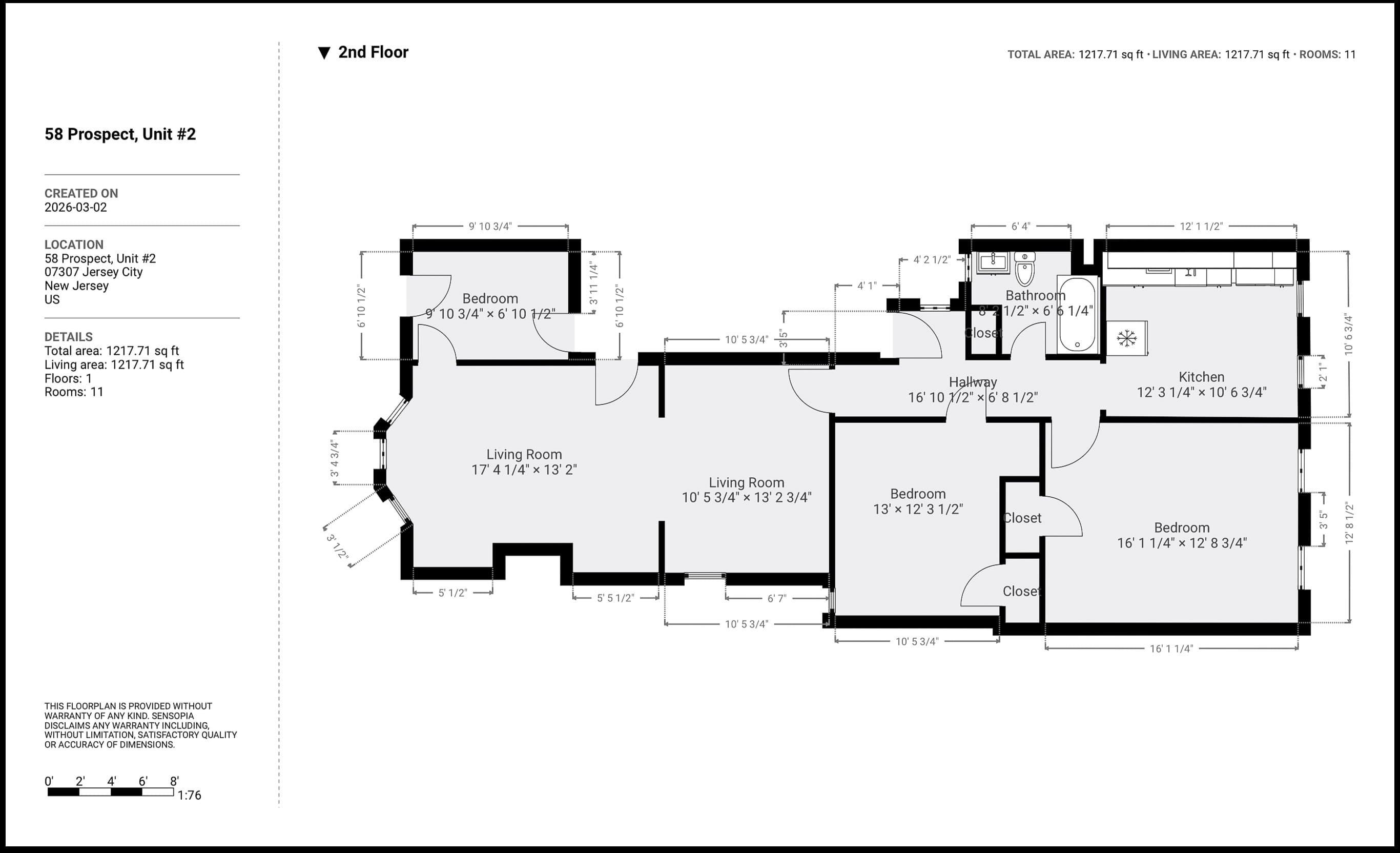 58 Prospect Street, Unit 2 Jersey City, NJ 07307 - Photo 19 of 26 a picture of a floor plan