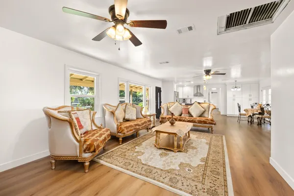 a living room with furniture