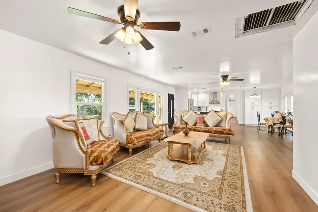 a living room with furniture